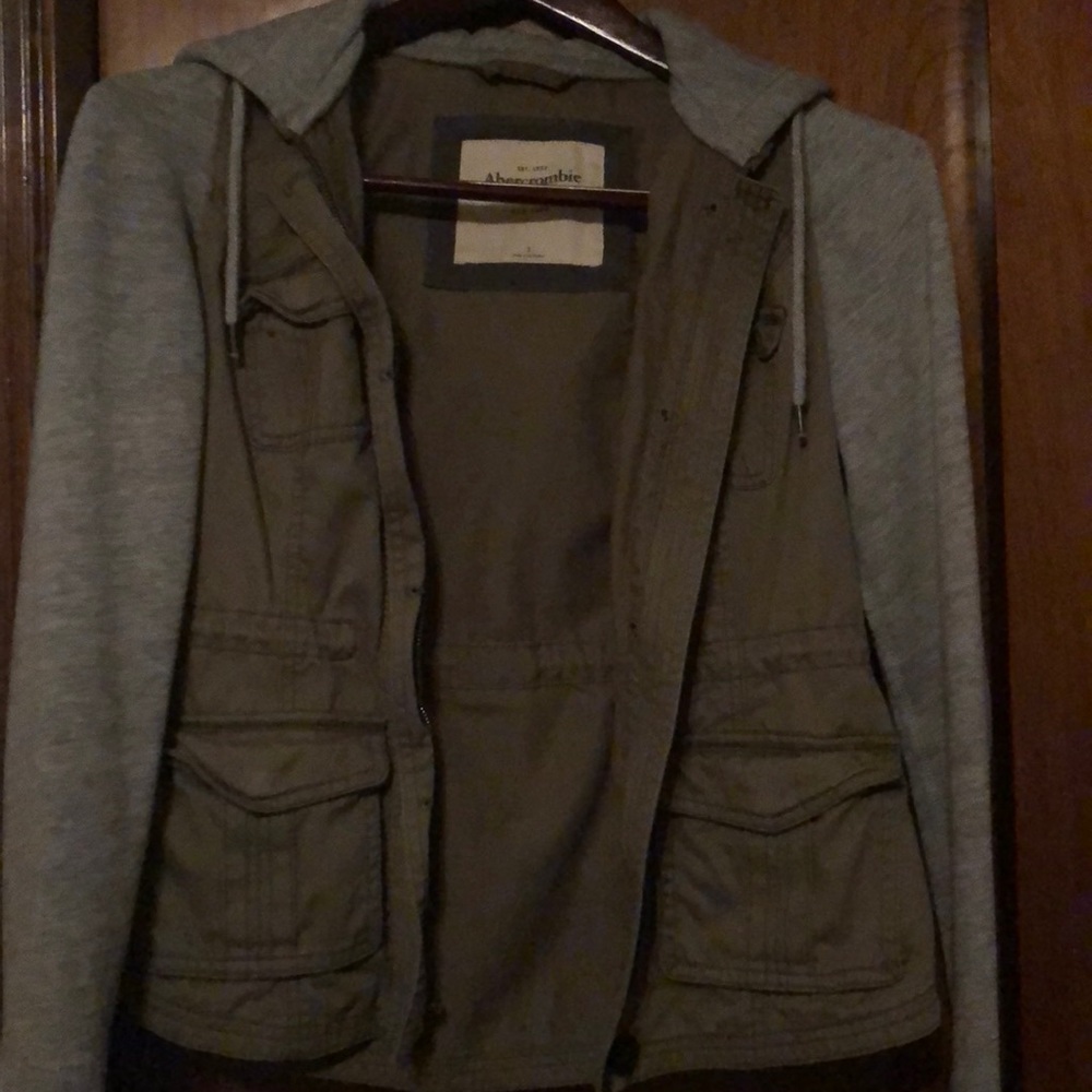 Green and Grey Abercrombie Zip Up Jacket